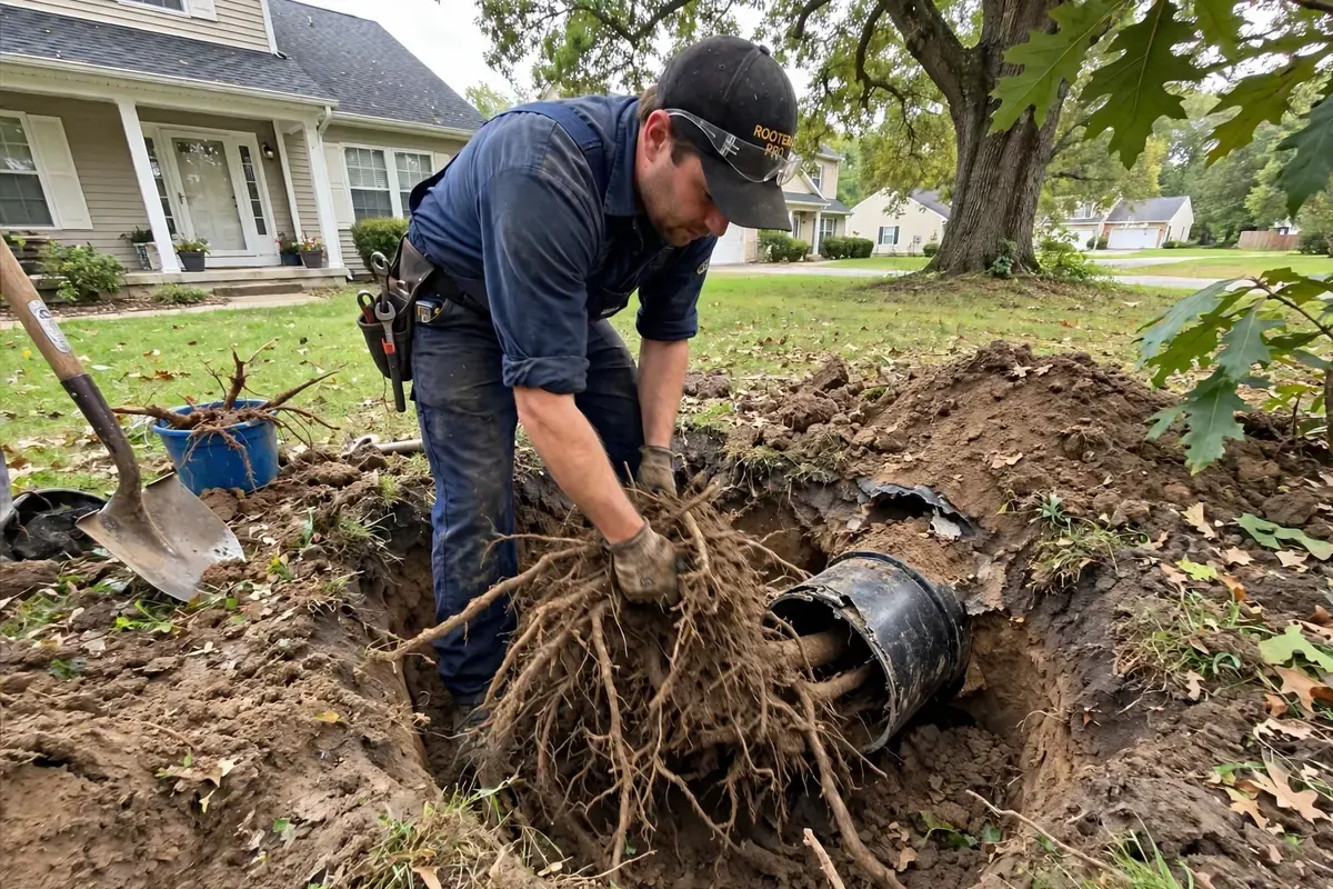 Tree roots removed from a Covina sewer line